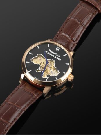 механічний годинник Besta Skeleton Gold Black Metal, 2 ремінці