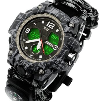 водостійкий тактичний годинник Besta Life Pro Grey з компасом
