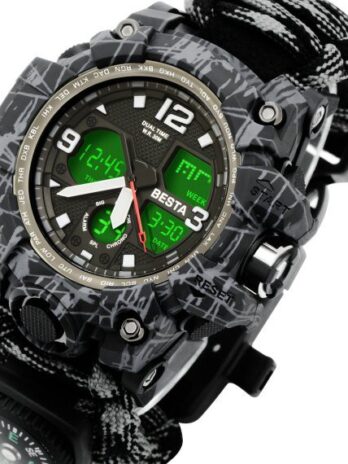 водостійкий тактичний годинник Besta Life Pro Grey з компасом