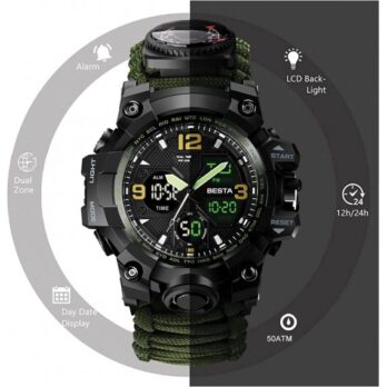 водостійкий тактичний годинник Besta Life Pro з компасом