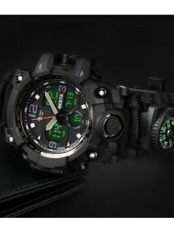 водостійкий тактичний годинник Besta Life Pro AllBlack з компасом