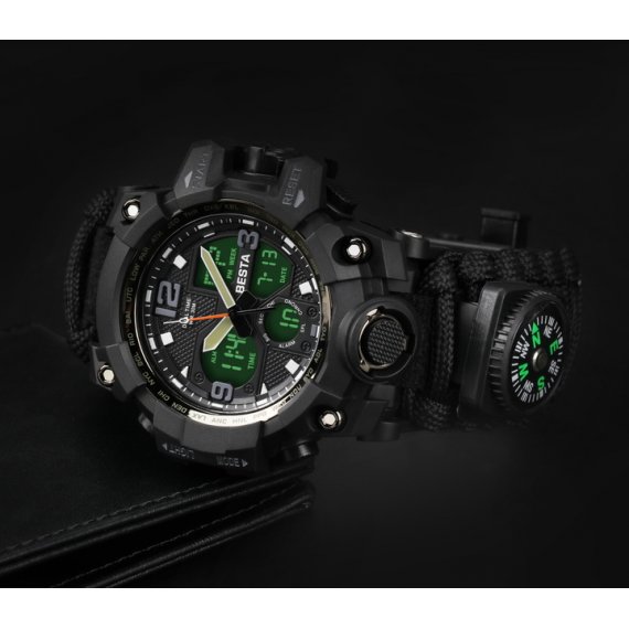 водостійкий тактичний годинник Besta Life Pro AllBlack з компасом - Зображення 4