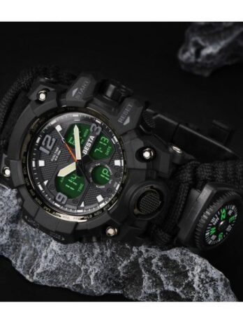 водостійкий тактичний годинник Besta Life Pro AllBlack з компасом