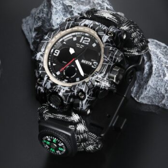 водостійкий тактичний годинник Besta Life Pro Grey з компасом