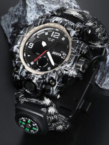 водостійкий тактичний годинник Besta Life Pro Grey з компасом