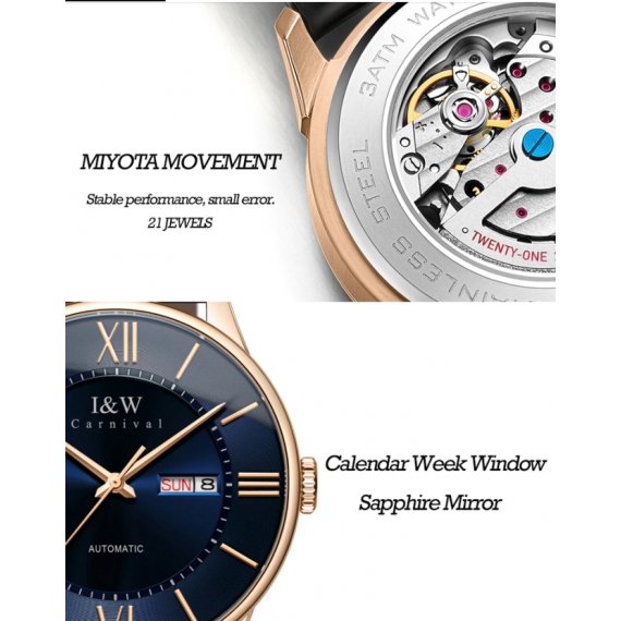 Чоловічий механічний годинник Carnival Atlantis - Зображення 2