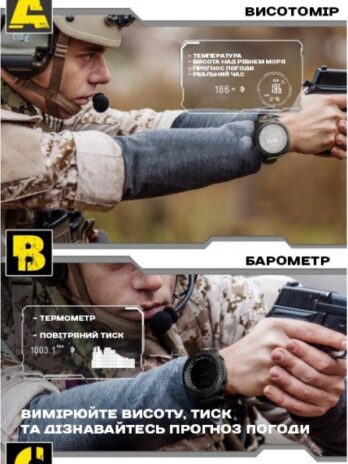 водостійкий тактичний годинник North Edge Apache Green 5BAR з компасом