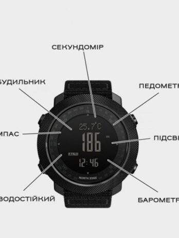 водостійкий тактичний годинник North Edge Apache Green 5BAR з компасом