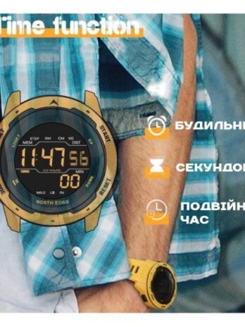 водостійкий тактичний годинник North Edge MARS Pro Black 5BAR