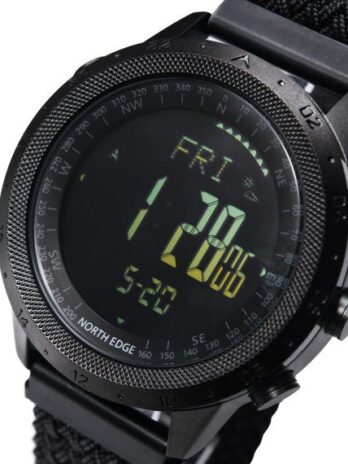 водостійкий тактичний годинник North Edge Desert Nylon Power 5BAR з компасом