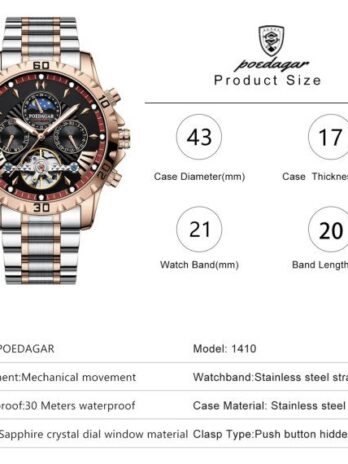 механічний годинник Poedagar Mechanical