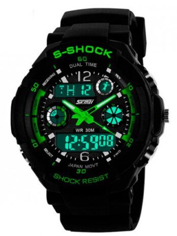 Водостійкий тактичний годинник Skmei S-Shock Green 0931