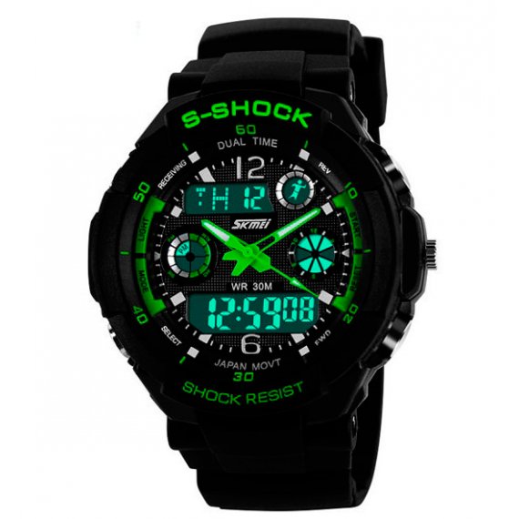 водостійкий тактичний годинник Skmei S-Shock Green 0931 - Зображення 4