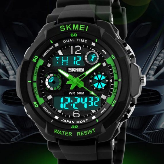 водостійкий тактичний годинник Skmei S-Shock Green 0931 - Зображення 7