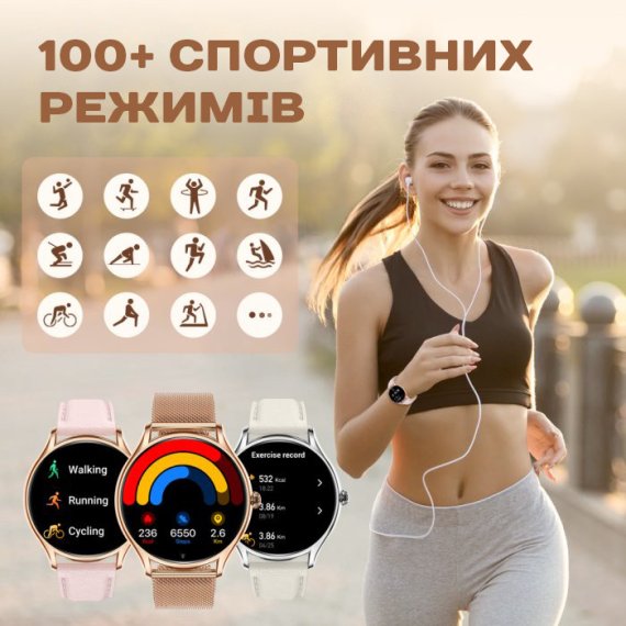 Розумний смарт годинник Smart Milano Gold Steel, 2 ремінці - Зображення 4