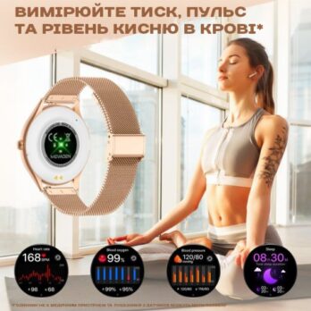 Розумний смарт годинник Smart Milano Gold Steel, 2 ремінці