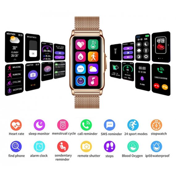 Розумний смарт годинник Smart Mioband Nano+ Gold, 2 ремінці - Зображення 4