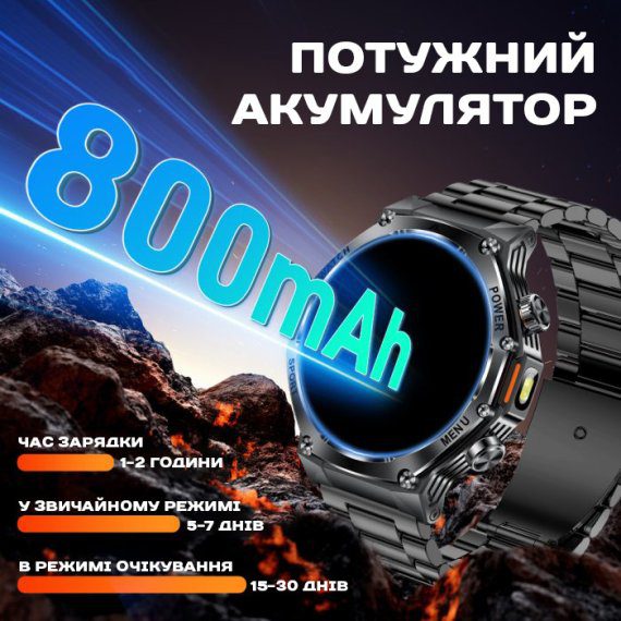 Розумний смарт годинник Smart Surf X Pro Black Steel, 2 ремінці - Зображення 6