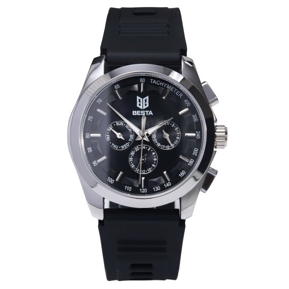 механічний годинник Besta Walker Elastic Black, 2 ремінці - Зображення 4