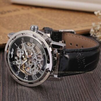 механічний годинник Winner Black Textile Classic, 2 ремінці