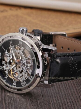 механічний годинник Winner Black Textile Classic, 2 ремінці