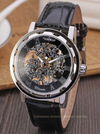 механічний годинник Winner Black Textile Classic, 2 ремінці