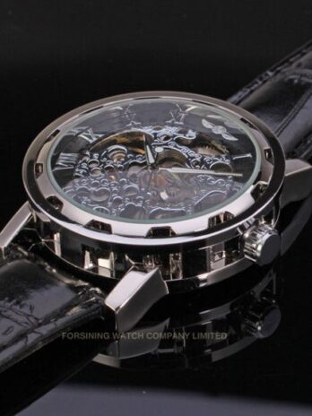 механічний годинник Winner Black Textile Classic, 2 ремінці